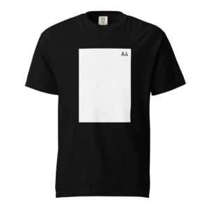 A4 - Solid White - Black Heavyweight t-shirt