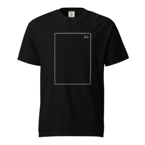 A4 - White Outline - Black Heavyweight t-shirt
