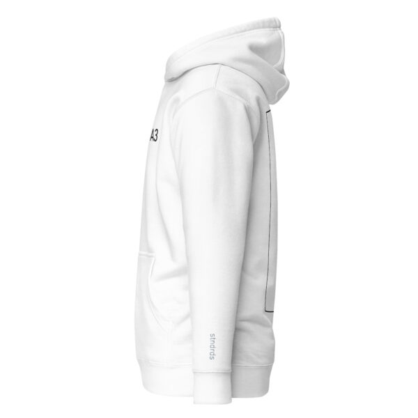 A3 White Hoodie - Black Outline - Image 3