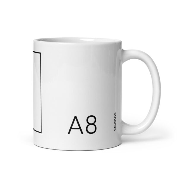 A8 - Black Outline - White Glossy Mug - Image 4